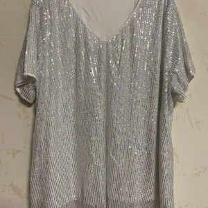 Elegant Silver Sequin Blouse